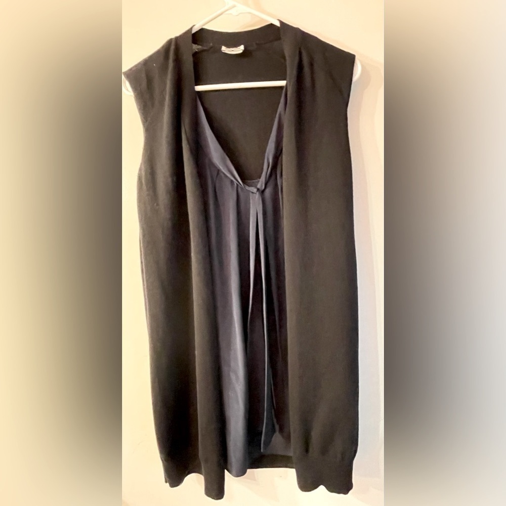 Miu Miu sleeveless cardigan with silk insert (front only)